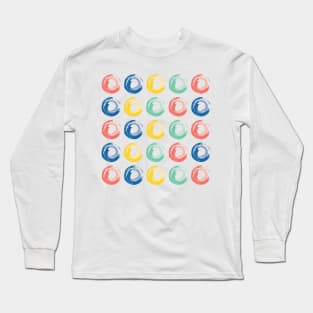 Colorful Circles, Pink, Blue, Yellow and Green Long Sleeve T-Shirt